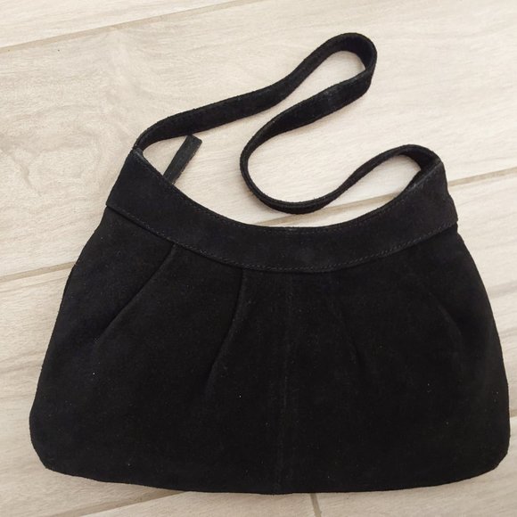 Coldwater Creek Black Suede Small Shoulder Satchel Handbag. Size 6x11 - Picture 4 of 5